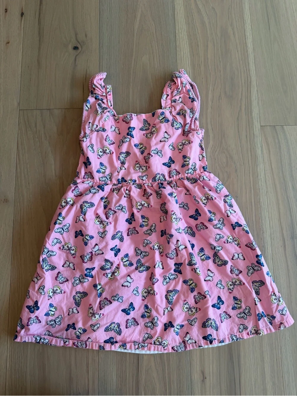 Girls Pink Butterfly Print Sundress
